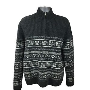 Fair Isle Wool Sweater 1/4 Zip Neck